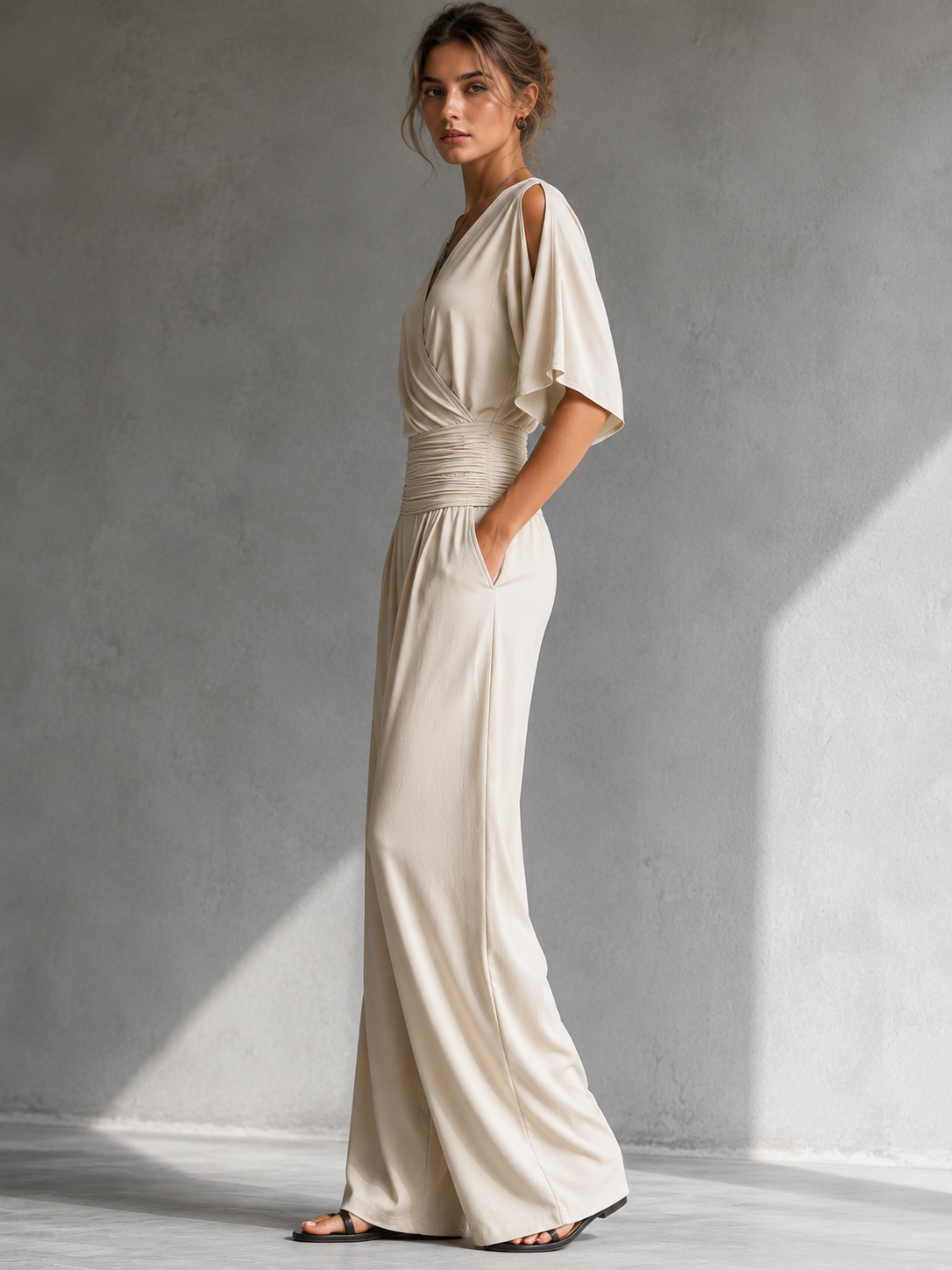 Alia | Combinación elegante con efecto cartera y piernas anchas